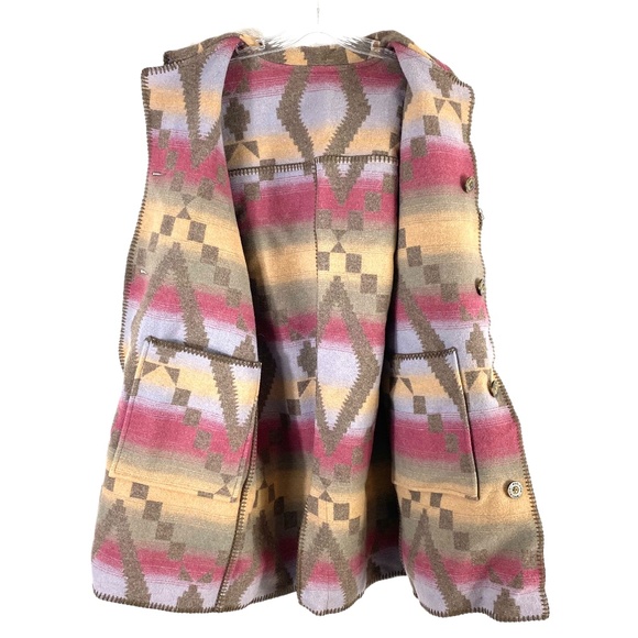 Woolrich Vintage Wool Blanket Coat Reversible Jacket SZ M - Picture 4 of 7